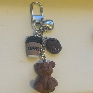 Brown Teddy Bear Coffee Keychain